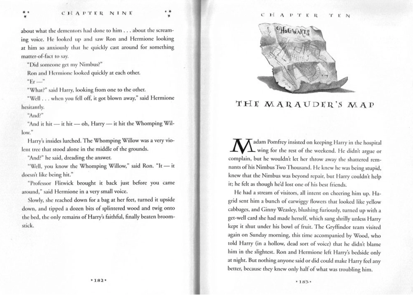 The inside of a Harry Potter extract, the chapter title shows the Lumos font which is a serif typeface.